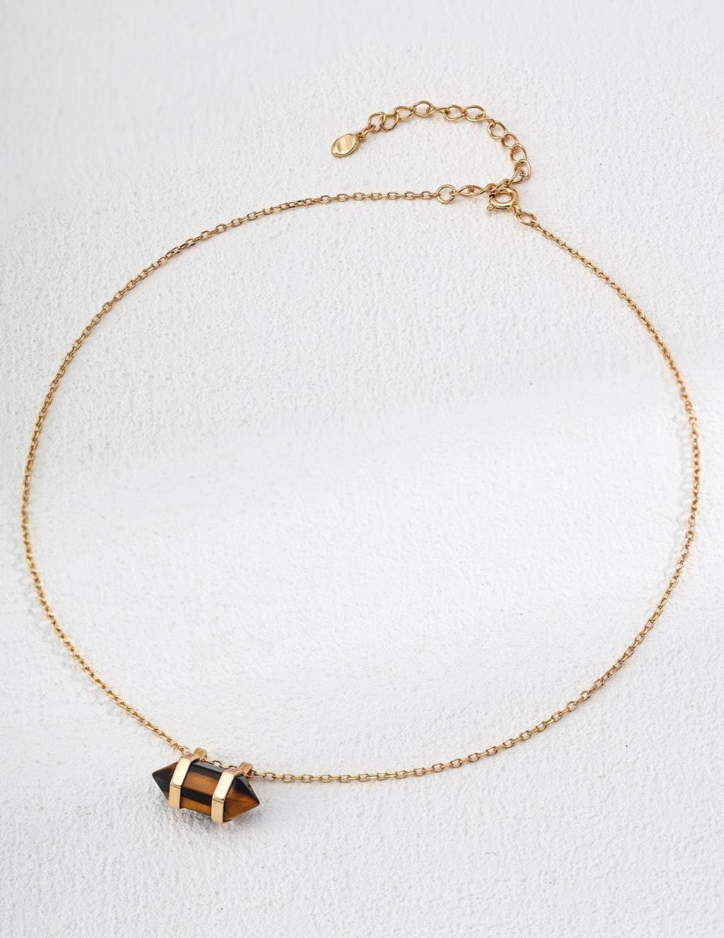 Boho Style Rhomboid Tiger's Eye Pedant Necklace
