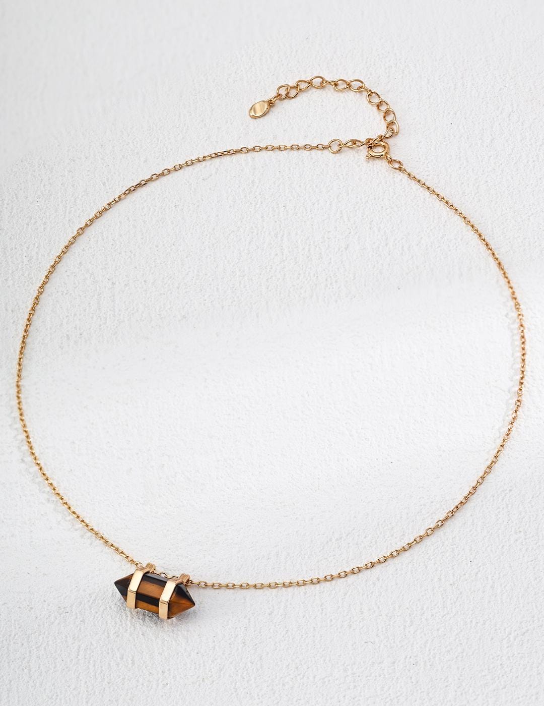 Boho Style Rhomboid Tiger's Eye Pedant Necklace