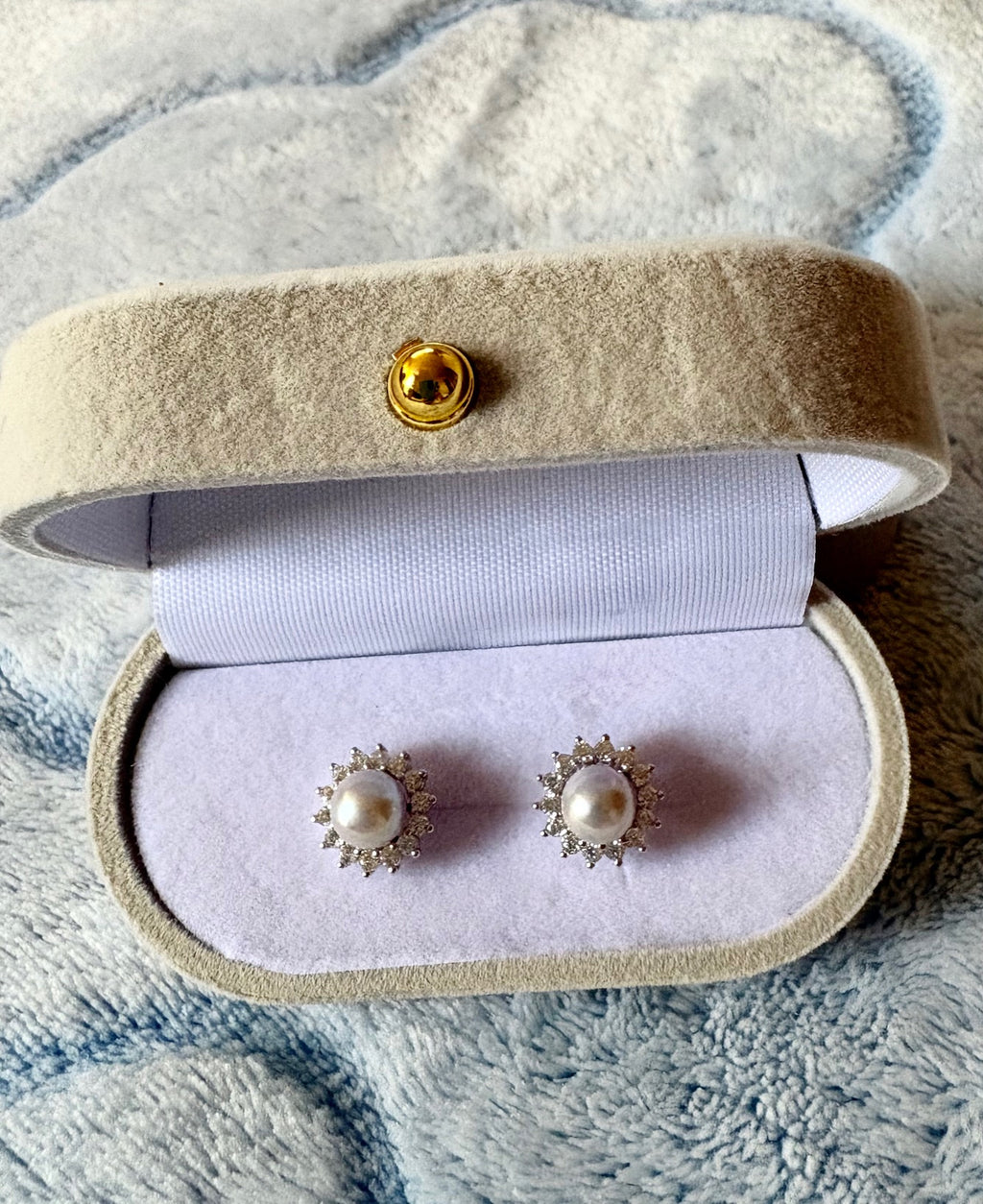 Seawater Pearl Halo Earrings