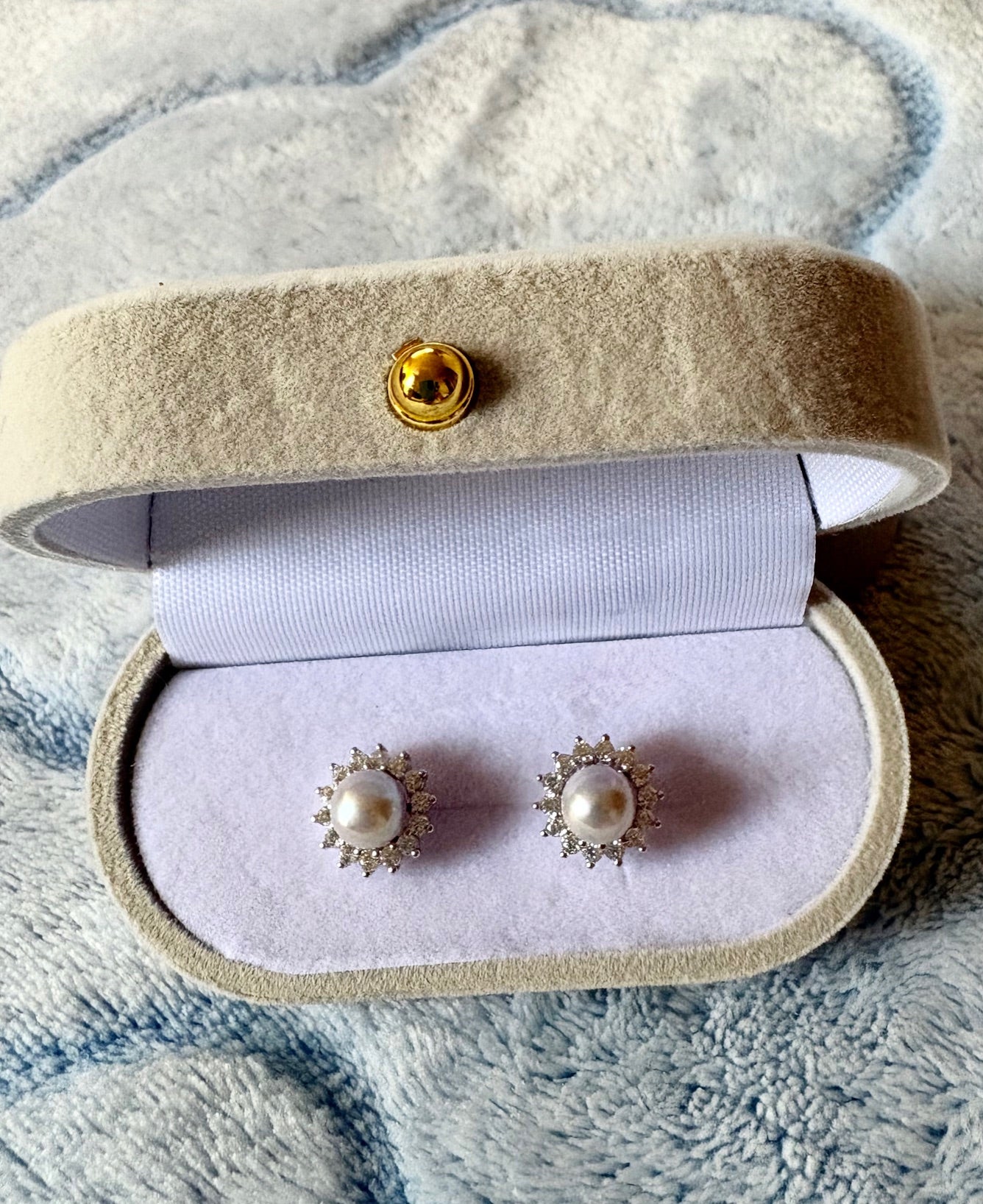 Seawater Pearl Halo Earrings
