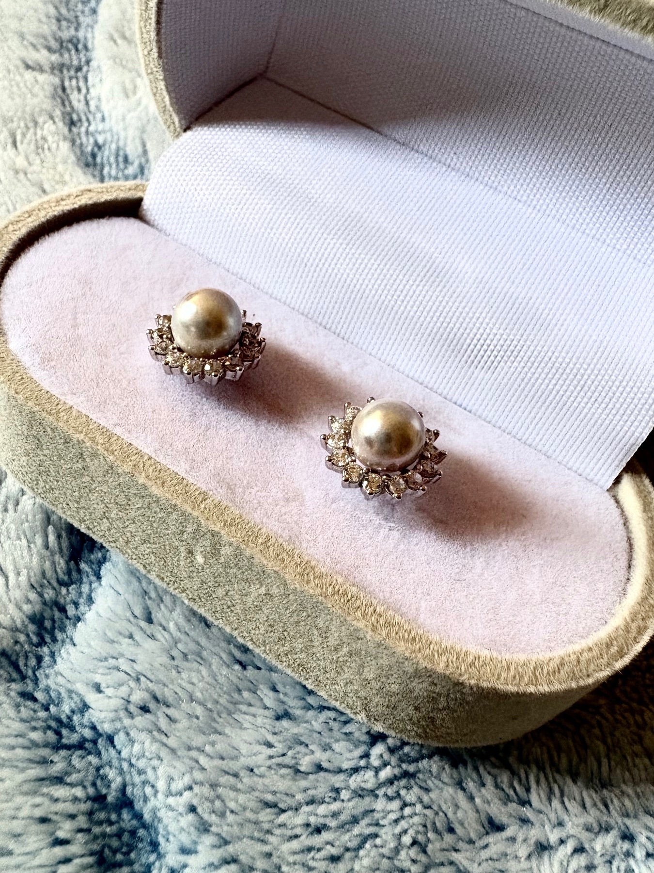 Seawater Pearl Halo Earrings