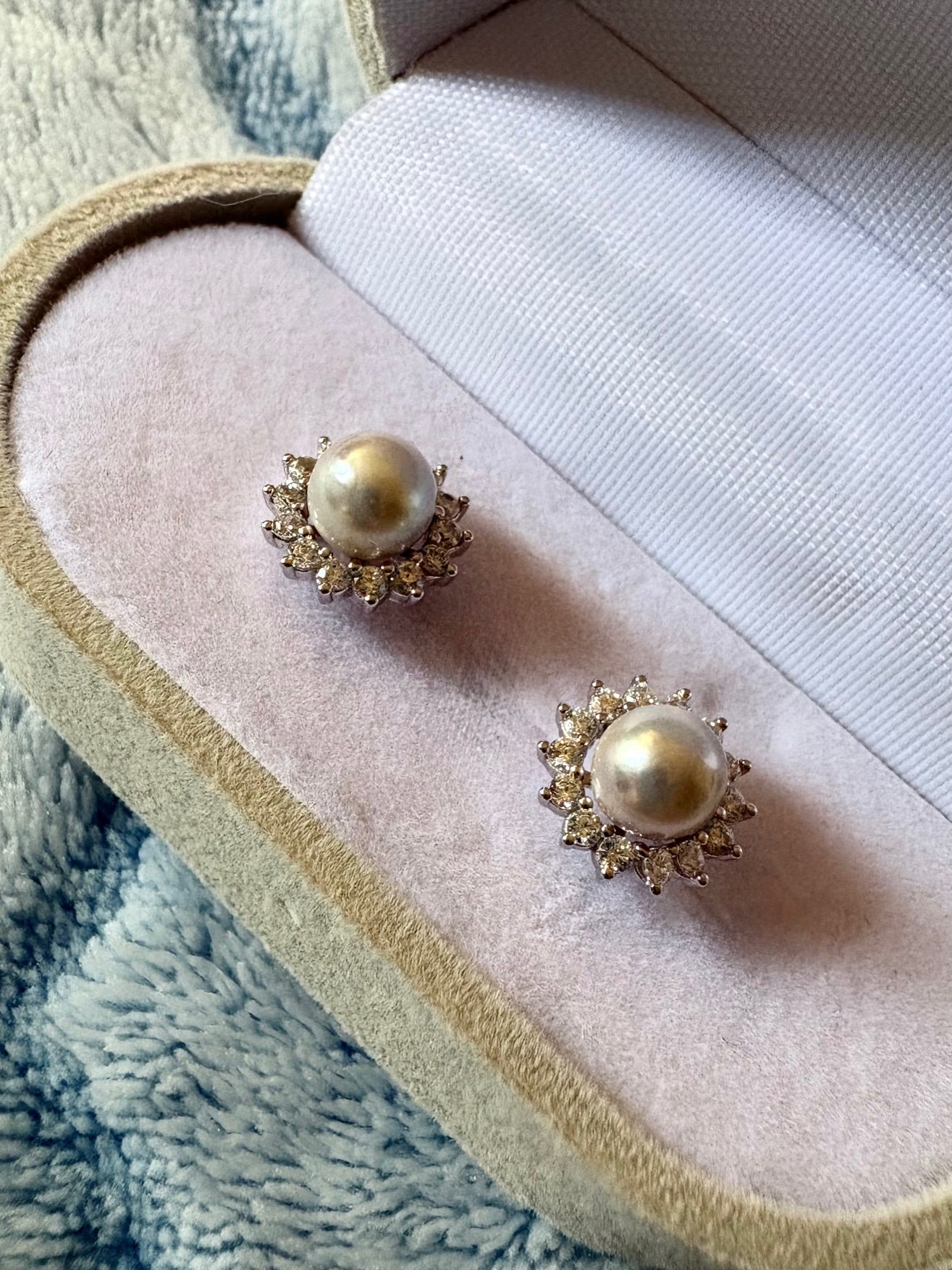 Seawater Pearl Halo Earrings