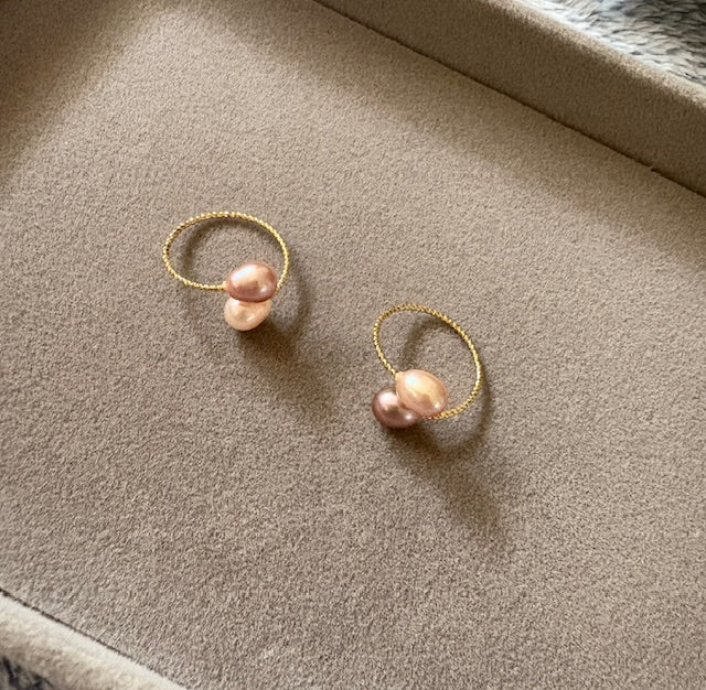 Dual Freshwater Pearl Open Ring
