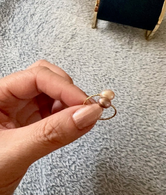 Dual Freshwater Pearl Open Ring