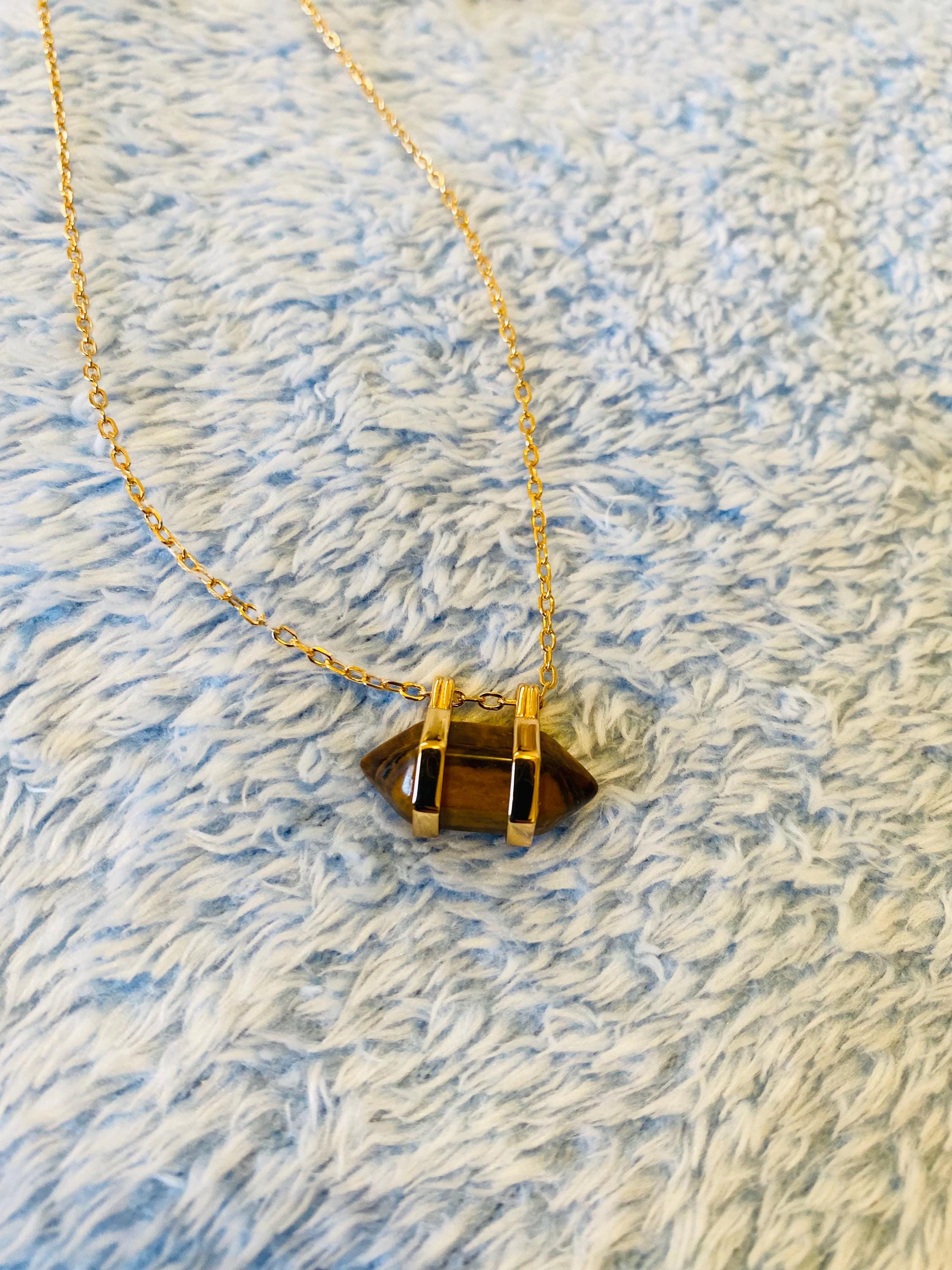 Boho Style Rhomboid Tiger's Eye Pedant Necklace